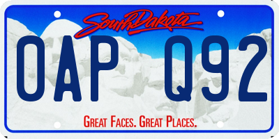 SD license plate 0APQ92