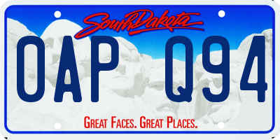 SD license plate 0APQ94