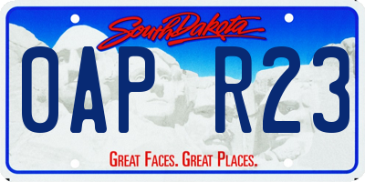 SD license plate 0APR23