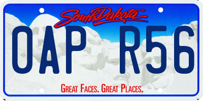 SD license plate 0APR56