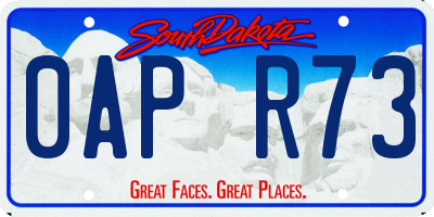 SD license plate 0APR73