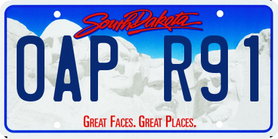 SD license plate 0APR91