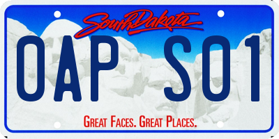 SD license plate 0APS01