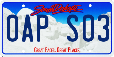 SD license plate 0APS03