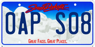SD license plate 0APS08