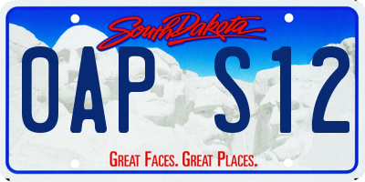 SD license plate 0APS12
