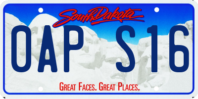 SD license plate 0APS16