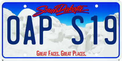 SD license plate 0APS19