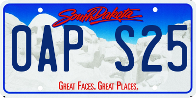 SD license plate 0APS25