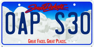 SD license plate 0APS30