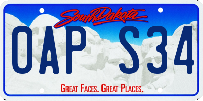 SD license plate 0APS34