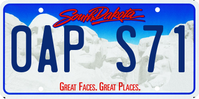 SD license plate 0APS71
