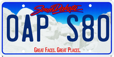SD license plate 0APS80