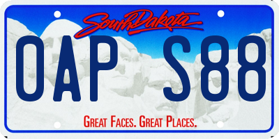 SD license plate 0APS88