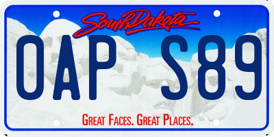 SD license plate 0APS89