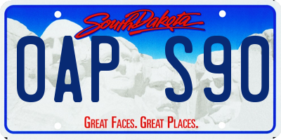 SD license plate 0APS90