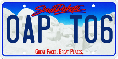 SD license plate 0APT06