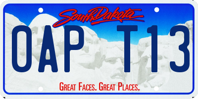 SD license plate 0APT13