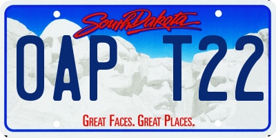 SD license plate 0APT22