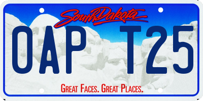 SD license plate 0APT25