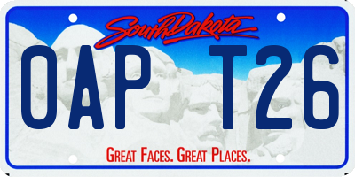 SD license plate 0APT26