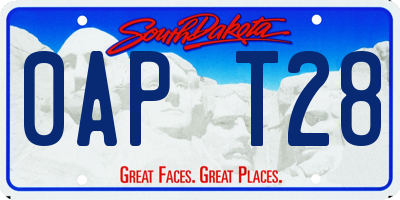 SD license plate 0APT28