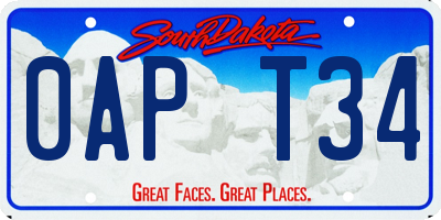 SD license plate 0APT34