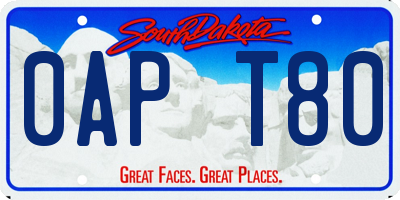 SD license plate 0APT80