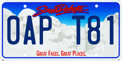 SD license plate 0APT81