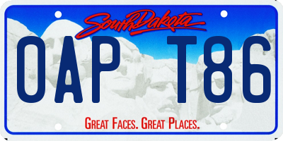 SD license plate 0APT86