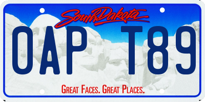 SD license plate 0APT89