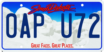 SD license plate 0APU72