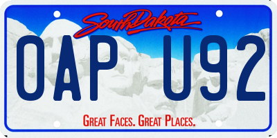 SD license plate 0APU92