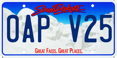 SD license plate 0APV25