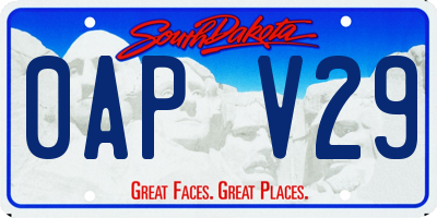 SD license plate 0APV29