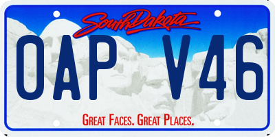 SD license plate 0APV46