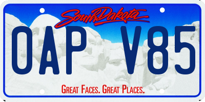 SD license plate 0APV85