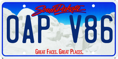 SD license plate 0APV86