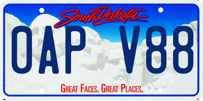 SD license plate 0APV88