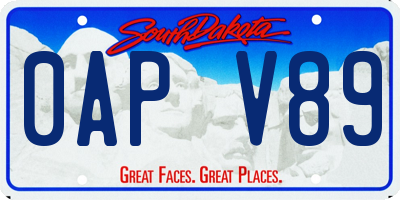 SD license plate 0APV89