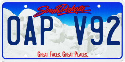 SD license plate 0APV92