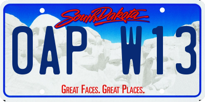 SD license plate 0APW13