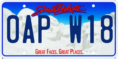 SD license plate 0APW18