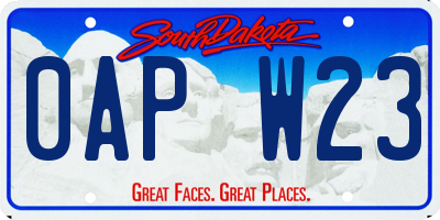 SD license plate 0APW23