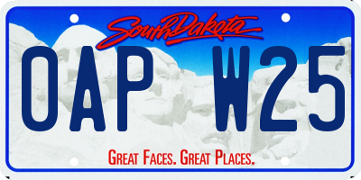 SD license plate 0APW25