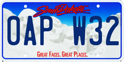 SD license plate 0APW32
