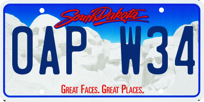 SD license plate 0APW34