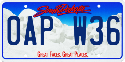 SD license plate 0APW36