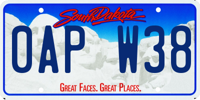 SD license plate 0APW38
