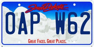 SD license plate 0APW62